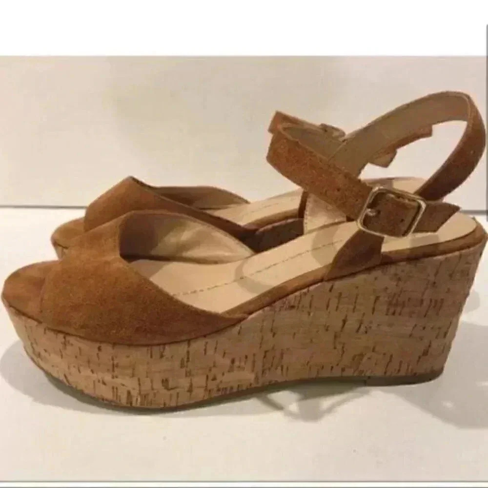 Dv dolce vita flatforms size 9.5 brown suede cork - Picture 3 of 8